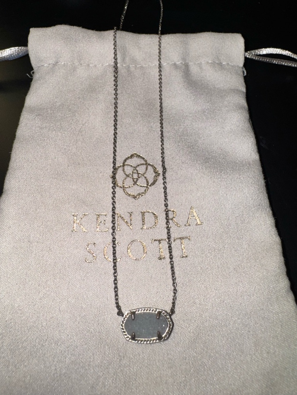 Kendra Scott Silver Gray Pendant Necklace